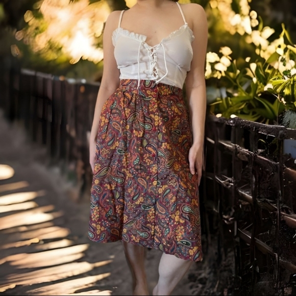 Vtg Cotton Skirt - Picture 2 of 7